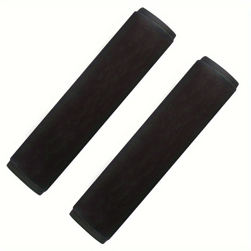 2pcs Black Plush Car Seat Belt Covers Breathable Comfort All-Season
