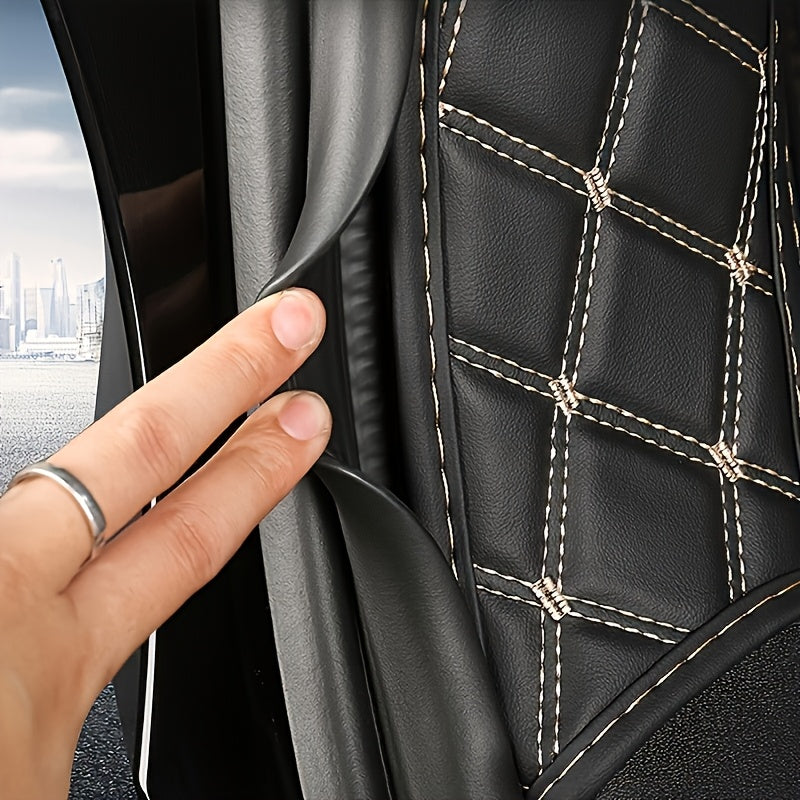 Faux Leather Car Trunk Mat Cargo Liner for SUVs Black and White Geometric