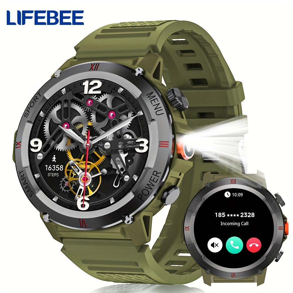 Smart Watch for Android iOS Fitness Tracker Multi-Sport Calling LED Flashlight Silicone Strap