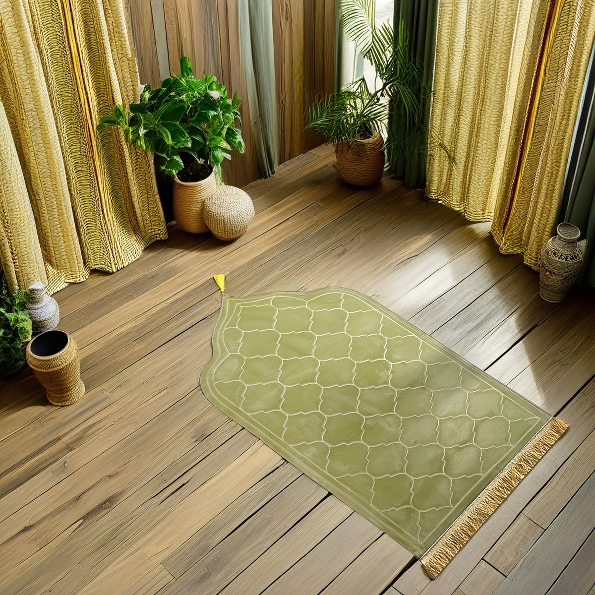 Прочный и мягкий коврик с кисточками для использования как в помещении, так и на улице - роскошный молитвенный коврик с нескользящими свойствами