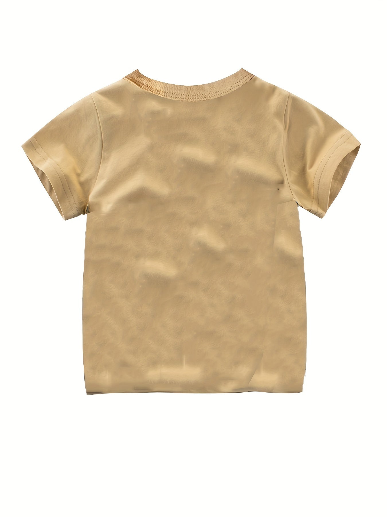 Четыре летние хлопковые футболки для мальчиков в темно-синем, бежевом и голубом цветах с принтами мультяшного экскаватора и космическими мотивами. Мягкая и дышащая одежда для детей.