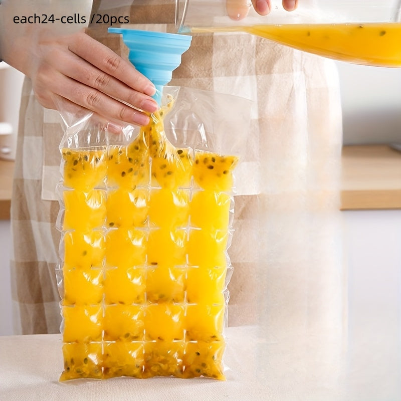 20 Pcs Plastic Self-Sealing Ice Cube Bags for Freezer, Passsion Fruit Design