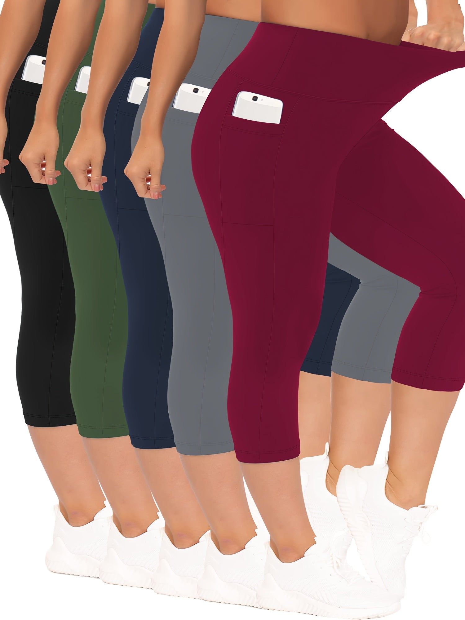 Plus Size High Waist Pocket 7-Compartment Pants for Spring and Summer