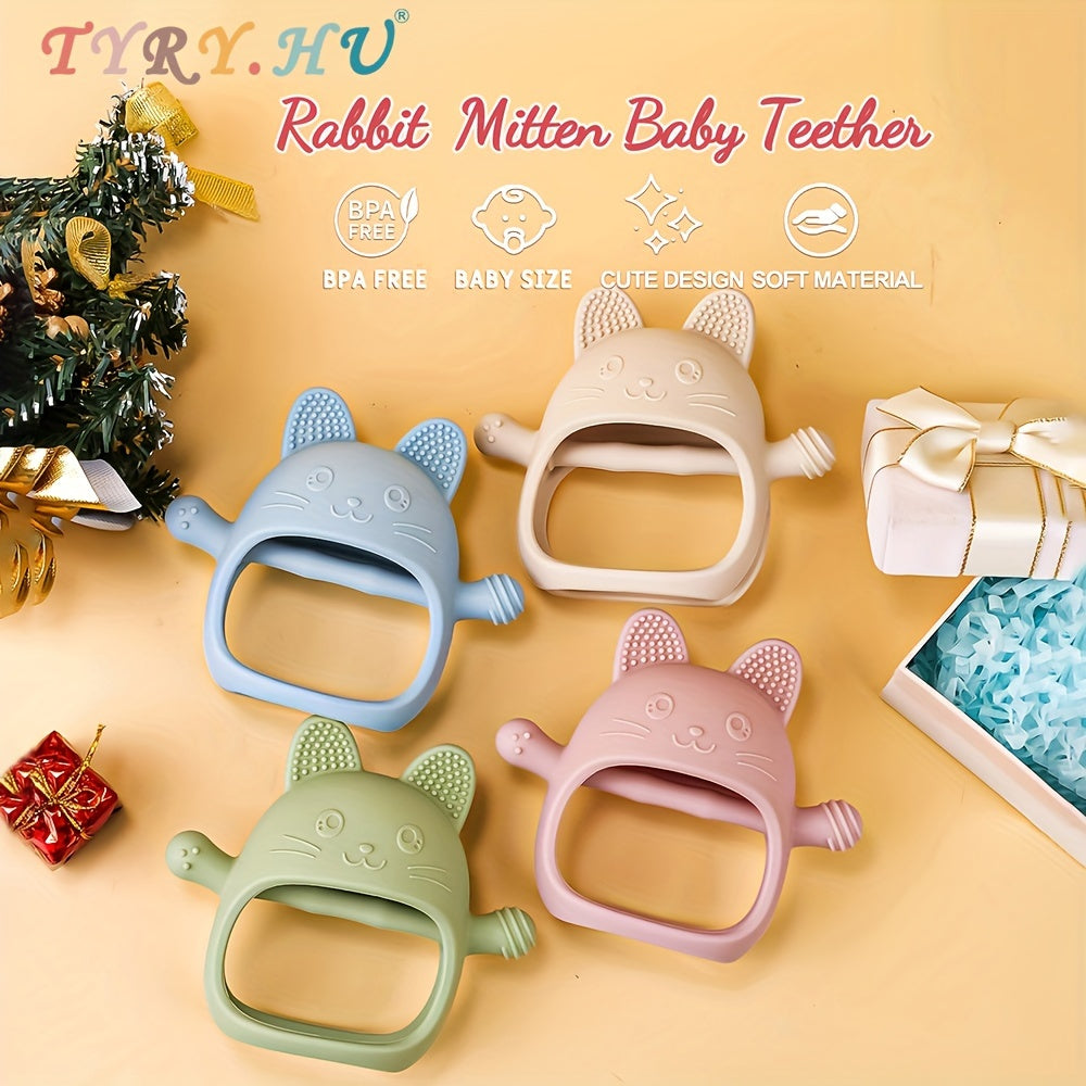 Adorable Silicone Rabbit Teething Gloves for Kids Non-Toxic Soft Chew Toy