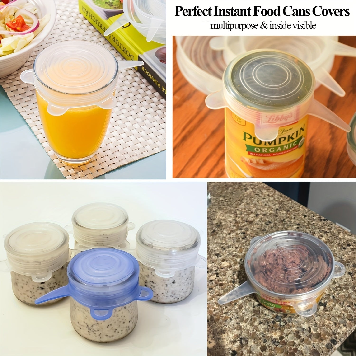 Flexible Silicone Lids for Pet and Food Cans, Fits 3 Sizes, Preserves Freshness
