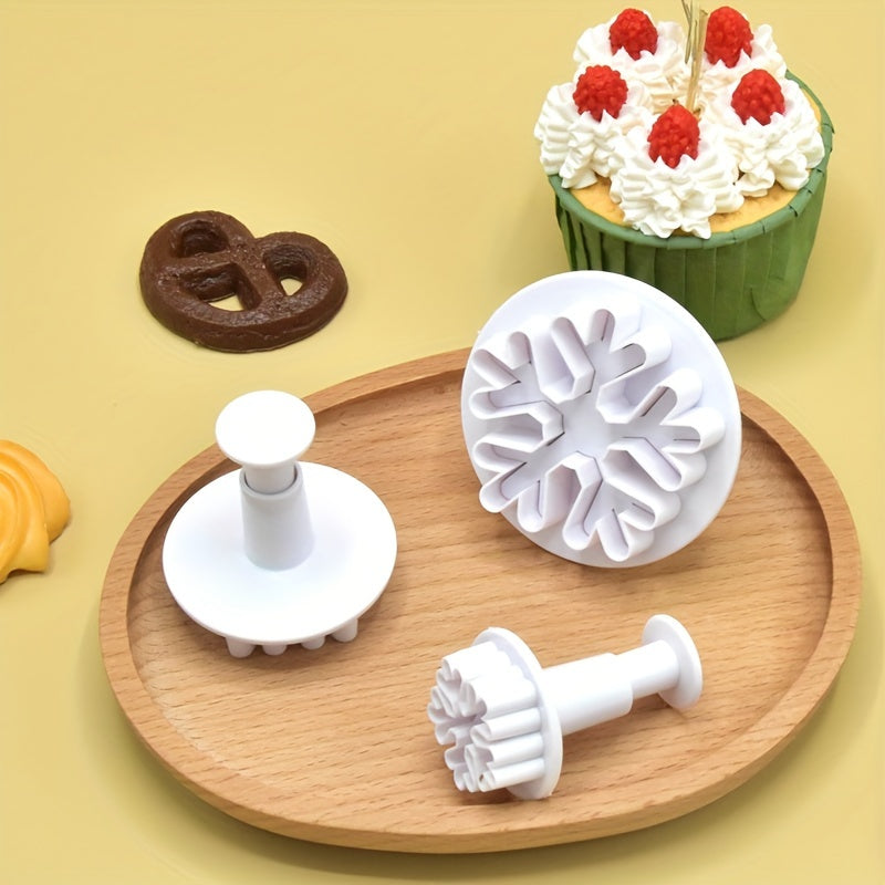 Set of Christmas Snowflake Cookie Cutters Plastic Holiday Baking and Decorating