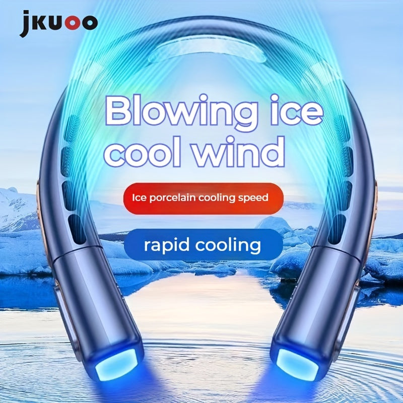 Portable Bladeless Neck Fan with Dual Motors LED Display Hands-Free Rechargeable USB for Travel Outdoor