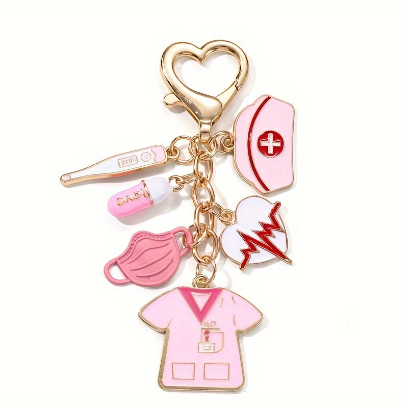 Set de kit de enfermera con gorra, termómetro, máscara de pastillas, estetoscopio, traje, cuentagotas, llavero