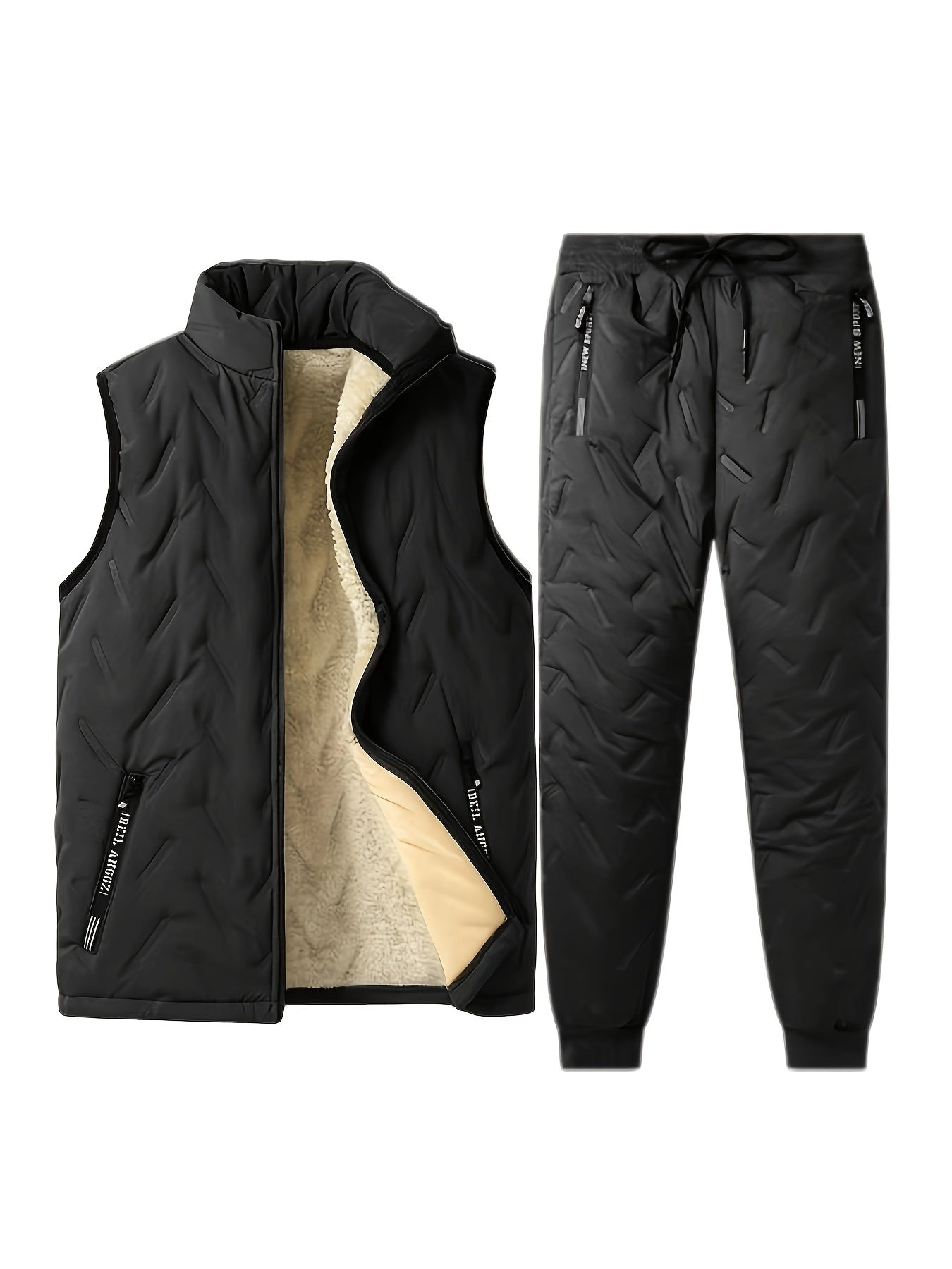 Мужской жилет из полиэстера с геометрическим узором и воротником-стойкой, застежка-молния, для осени и зимы, повседневный стиль