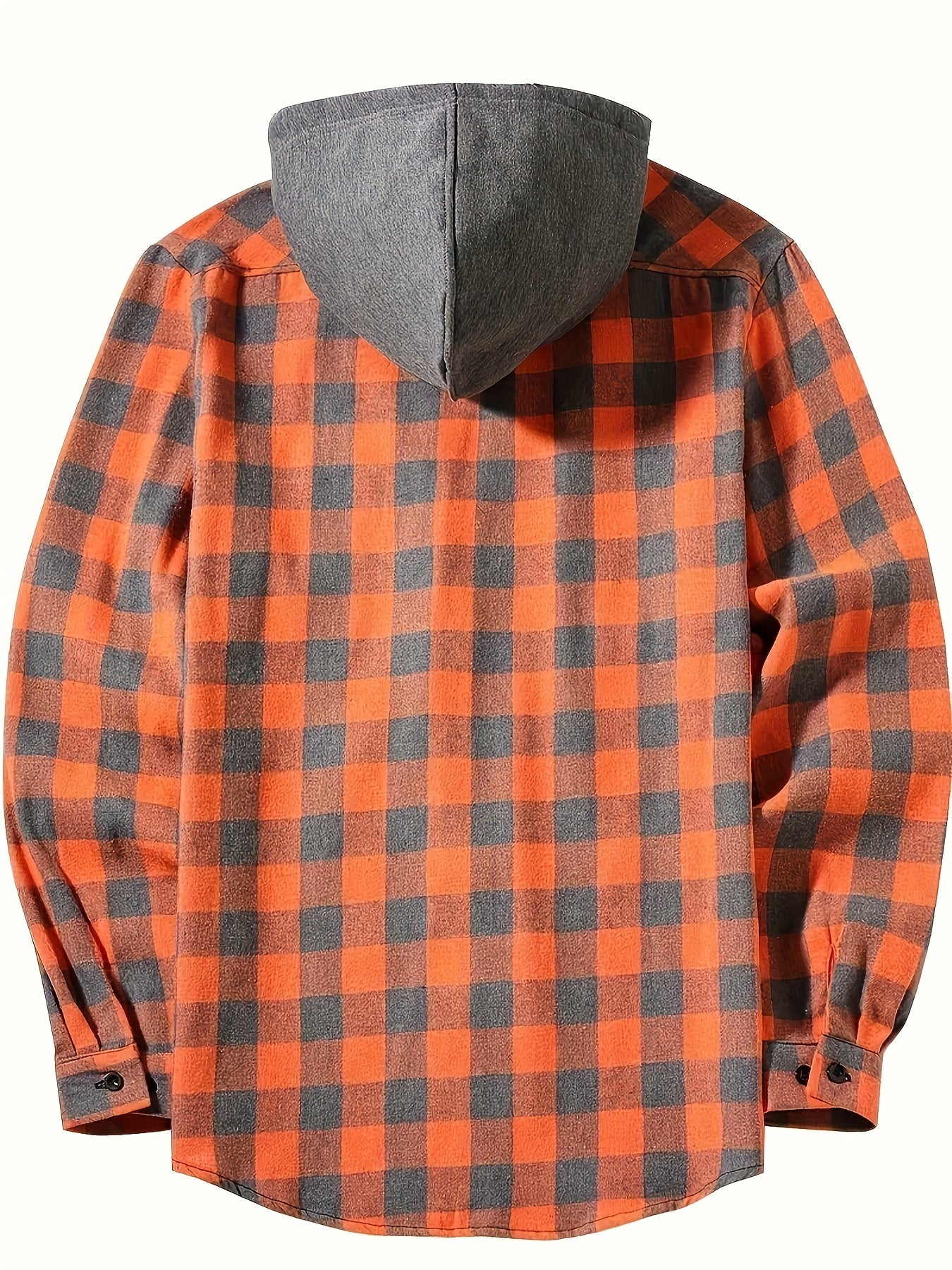 Men's Plus Size Plaid Hooded Shirt Long Sleeve Casual Loose Fit Spring Fall