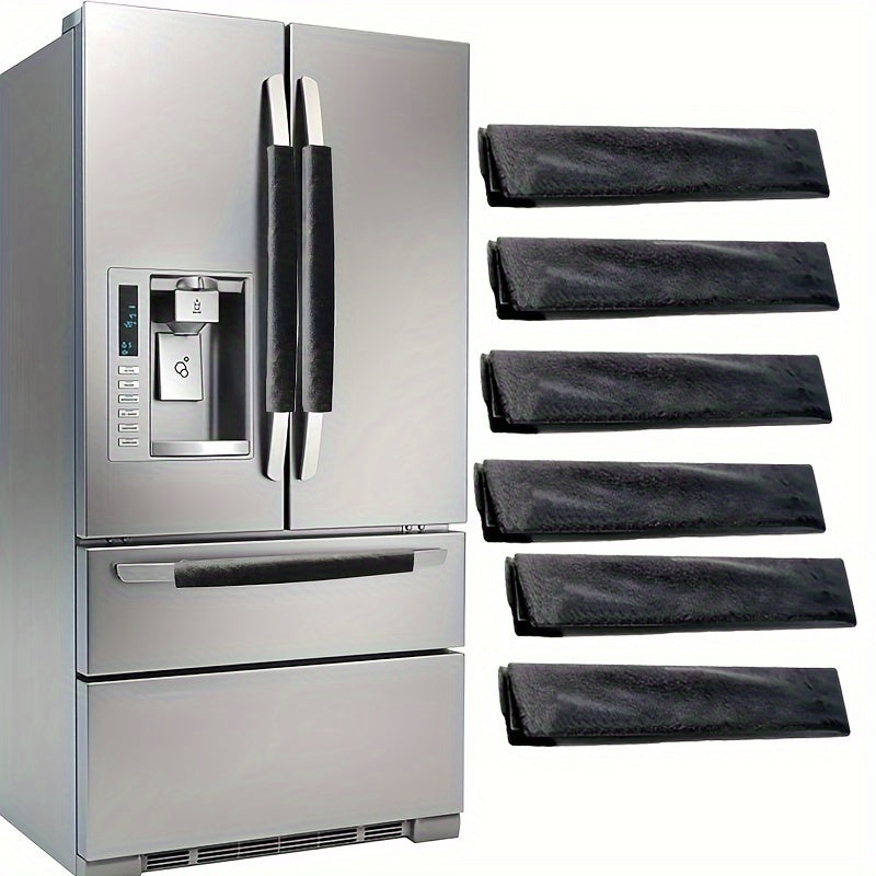 Set of 6 Red Velvet Refrigerator Door Handle Covers Polypropylene Kitchen Appliance Protectors
