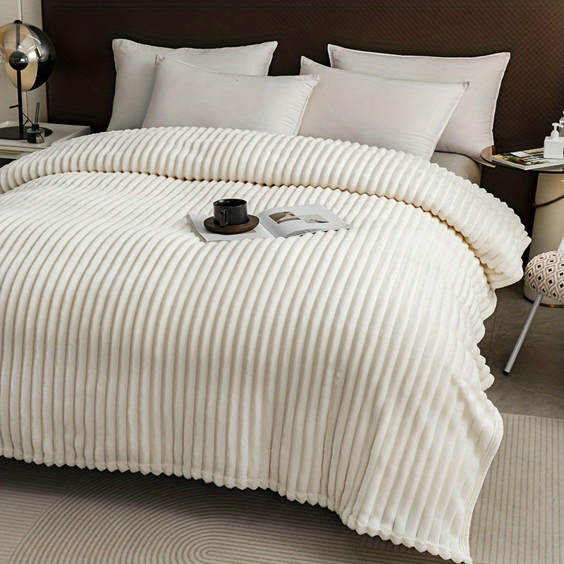 Contemporary Striped Flannel Throw Blanket for Bed and Couch All-Season Comfort