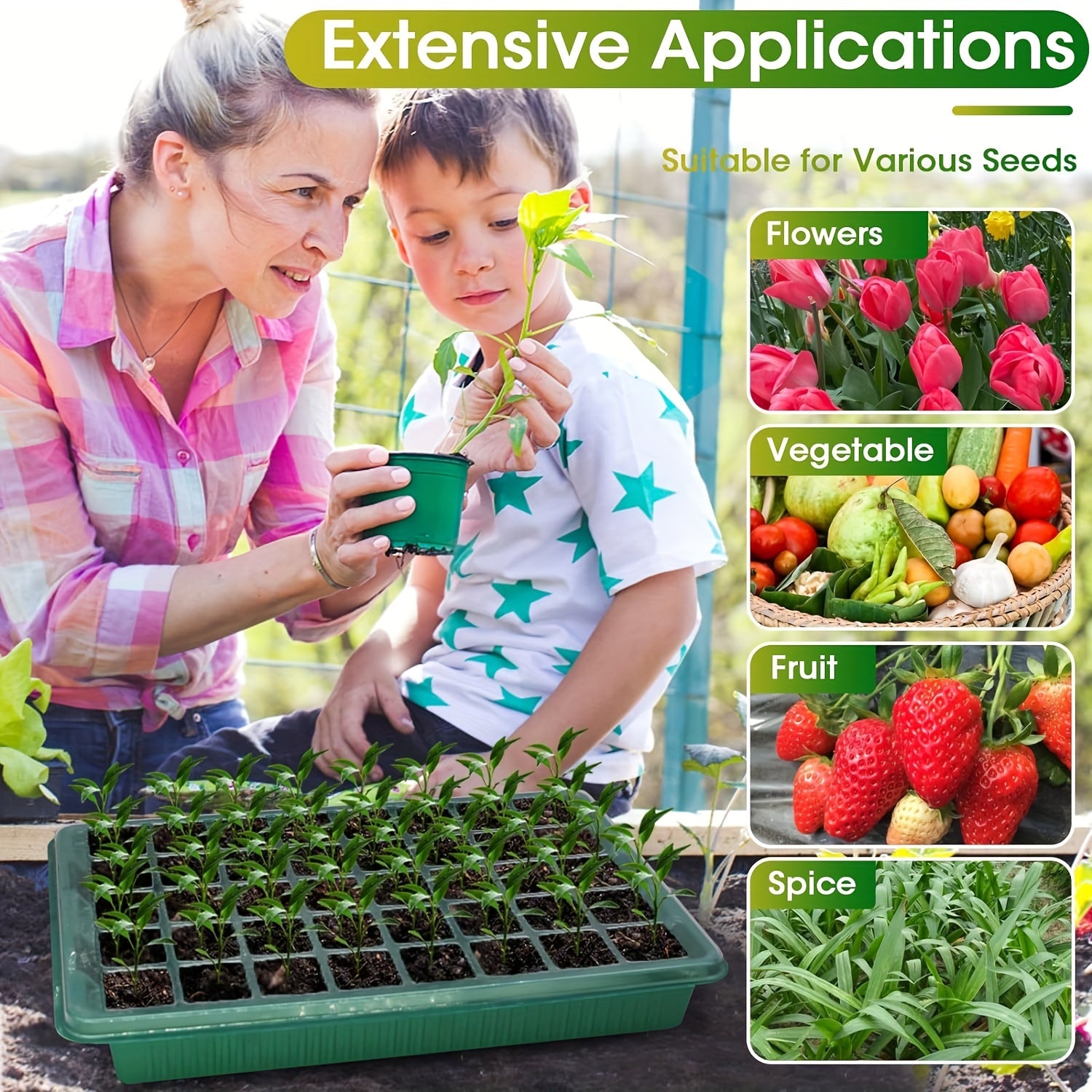 Seedling Starter Kit with 4 Trays 160 Cells LED Grow Lights Timer for Indoor Gardening