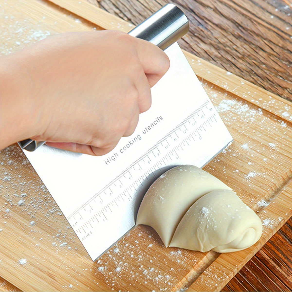 Herramienta de cocina de acero inoxidable cortador de fideos, raspador, accesorio para hornear