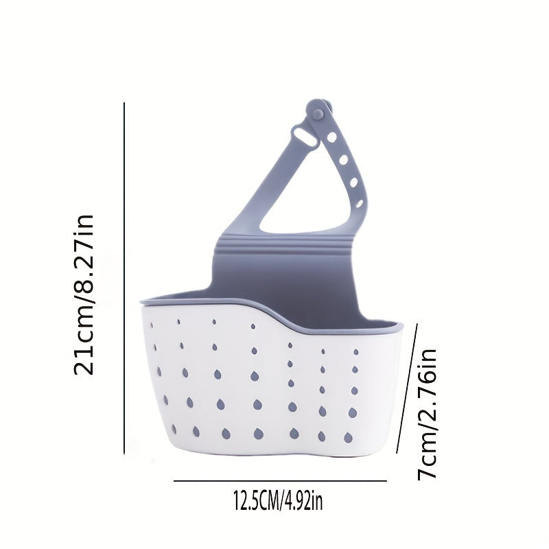 Cesta colgante para lavabo con estante para esponja y organizador, correa ajustable, almacenamiento para cocina y baño