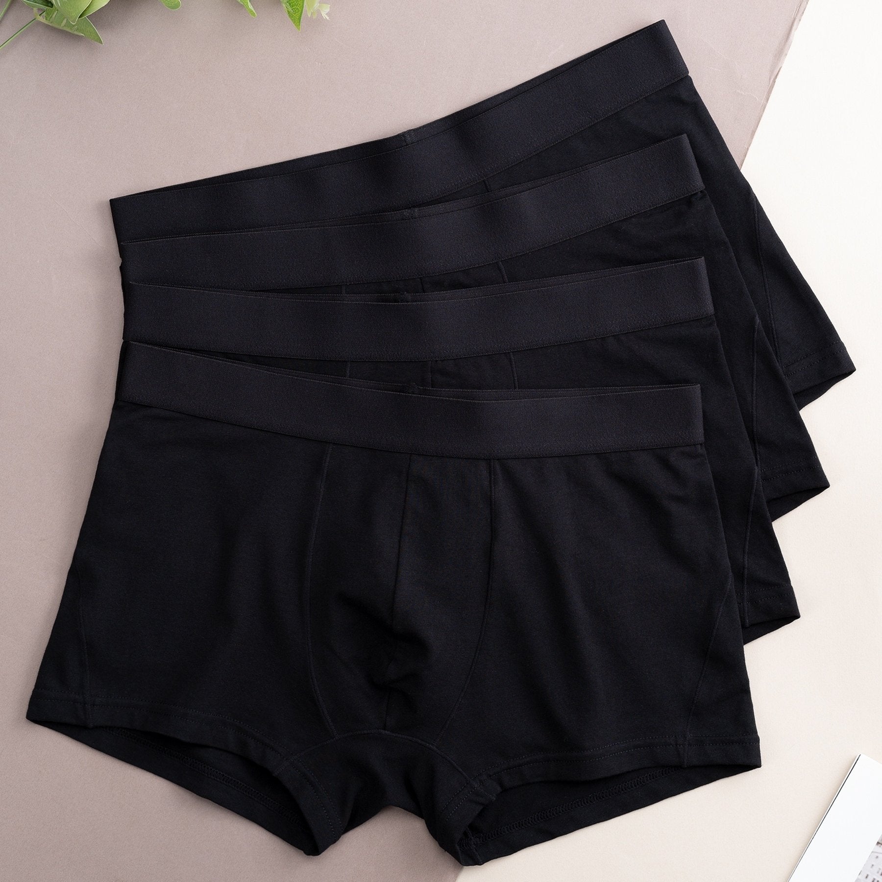 Men's Cotton Boxer Briefs 95% Cotton 5% Spandex Solid Color Knit Fabric Comfortable Fit Daily Casual Wear