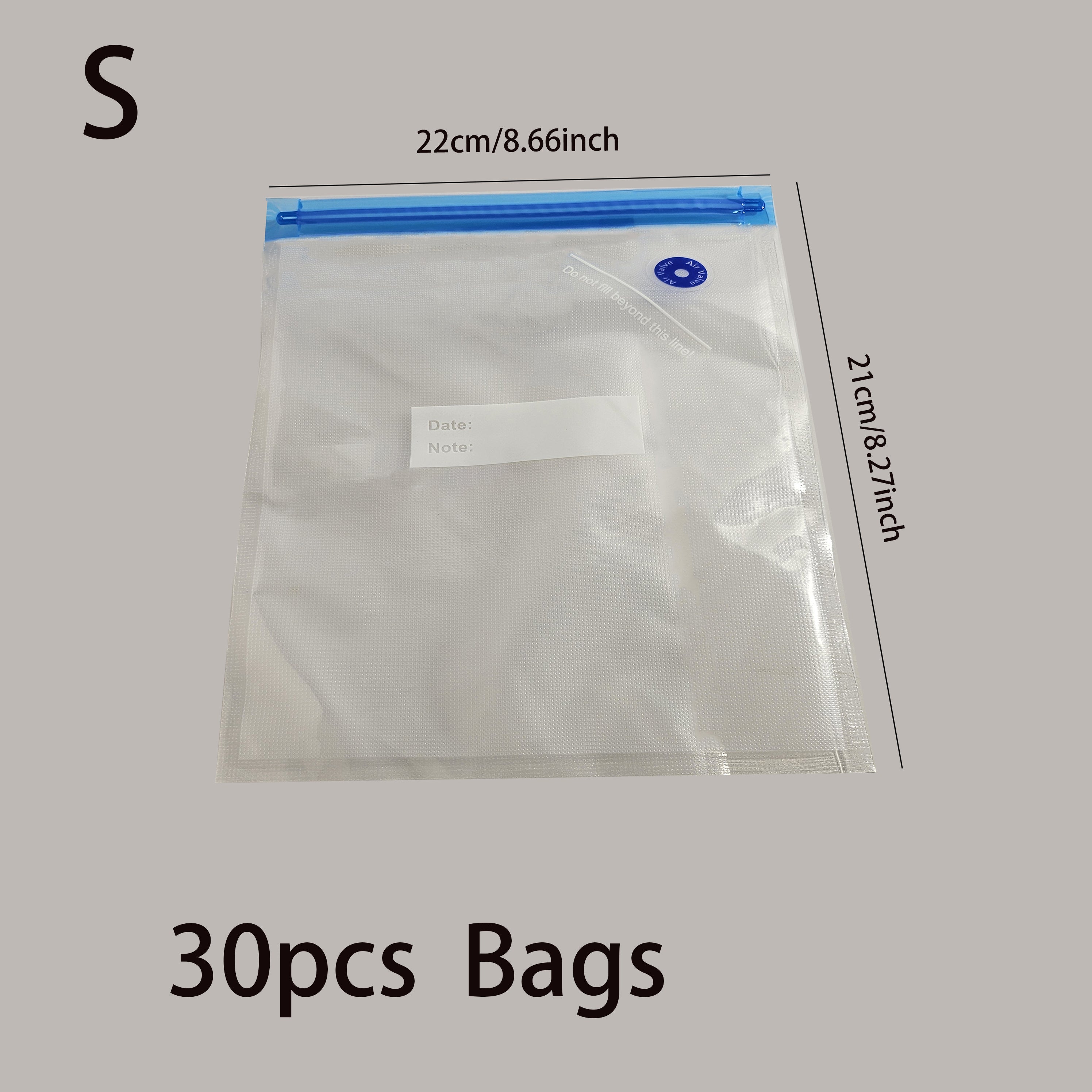 Vacuum Sealer Bags Set 30/50pcs Food Storage Large Medium Small Transparent PE