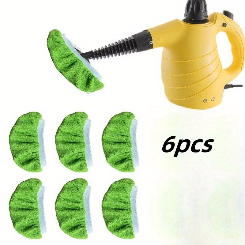 6pcs Reusable Ultra-Fine Fiber Steam Pads for Handheld Steam Cleaners Green Gray
