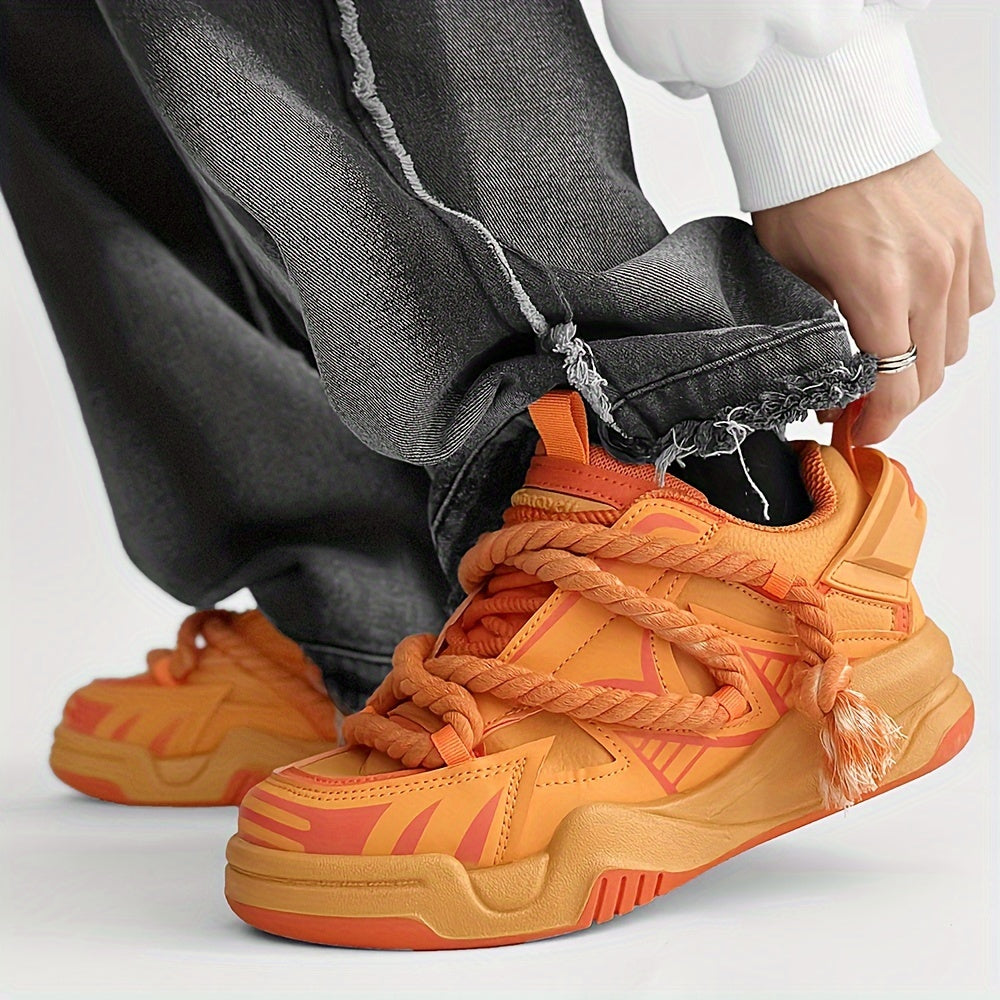 Men's Casual Low Top Sneakers Rubber Sole PU Fabric Solid Color All-Season