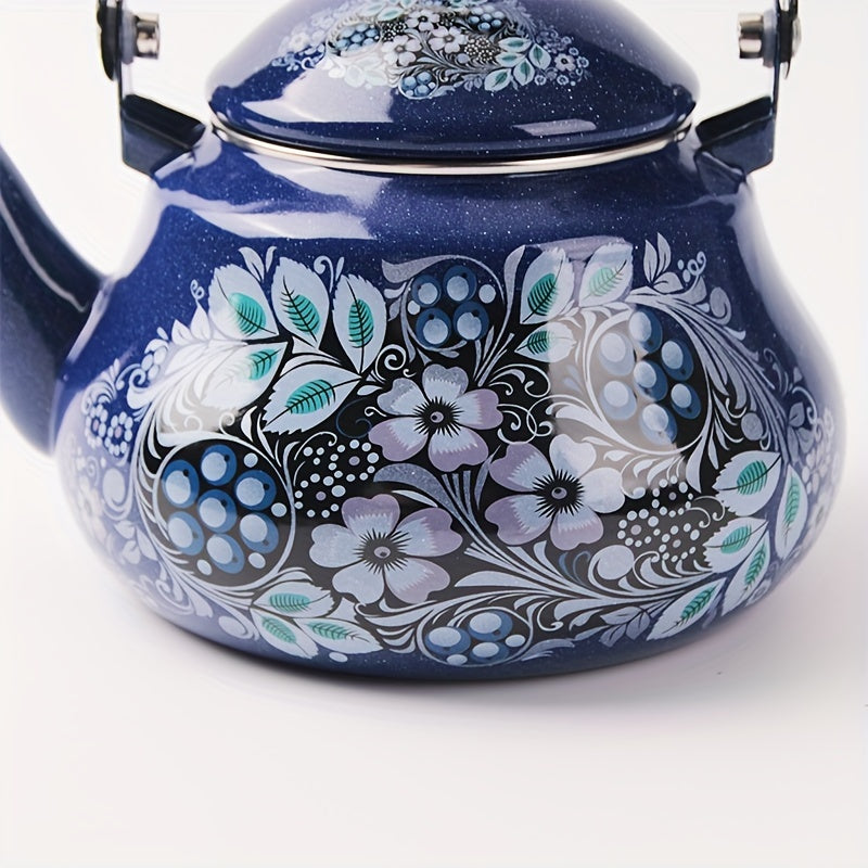 Hervidor de esmalte en forma de pera con arándano para té, café, leche 1.5L