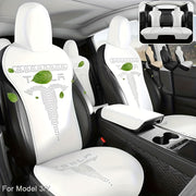 5 Seats Nappa Leather Car Seat Cover for Tesla Model Y/3 Breathable Front Rear Cushions