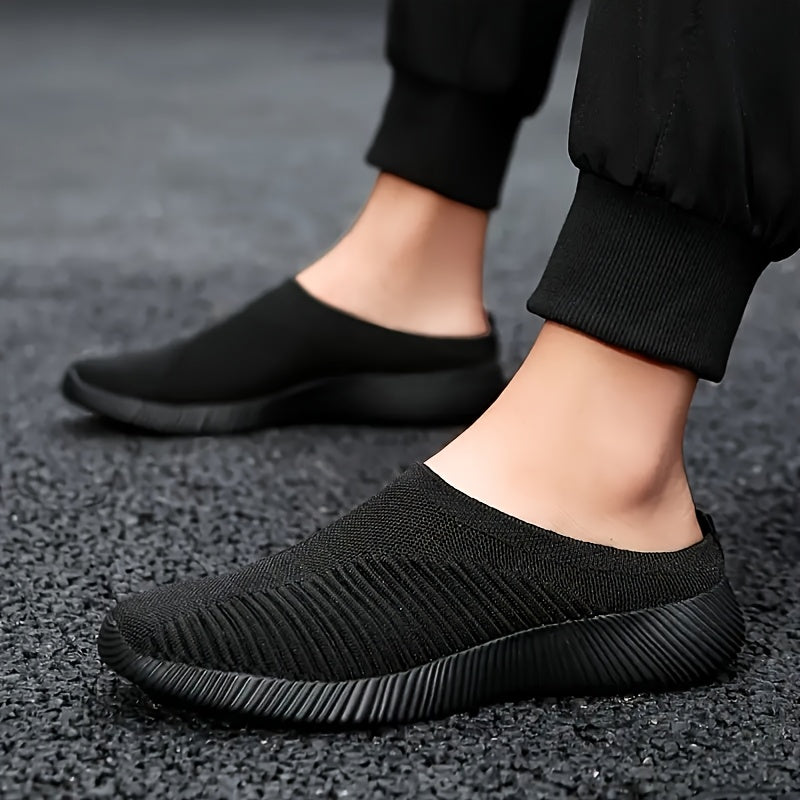 Women's Mesh Slip-On Sneakers Black Breathable Casual Loafers