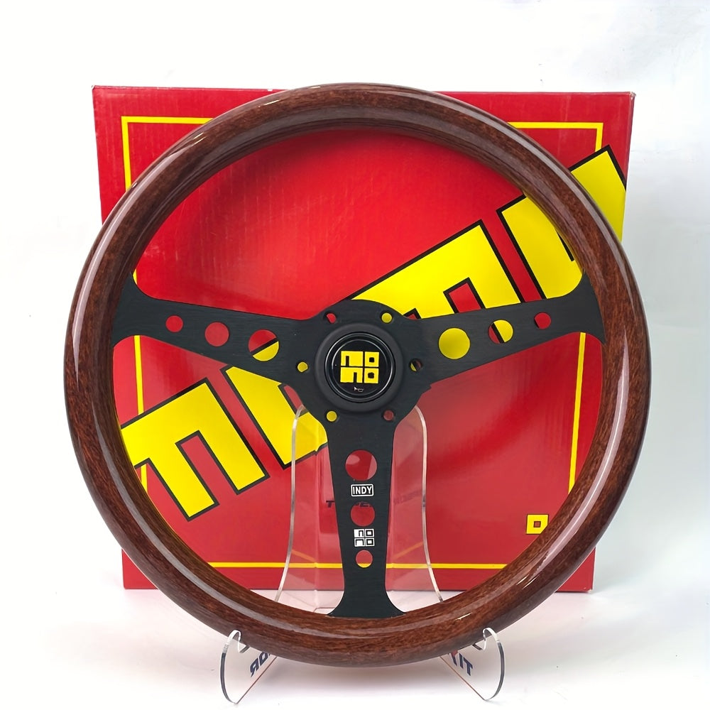 Универсальное деревянное рулевое колесо для гонок и дрифта, 35.56 см, черное/серебро