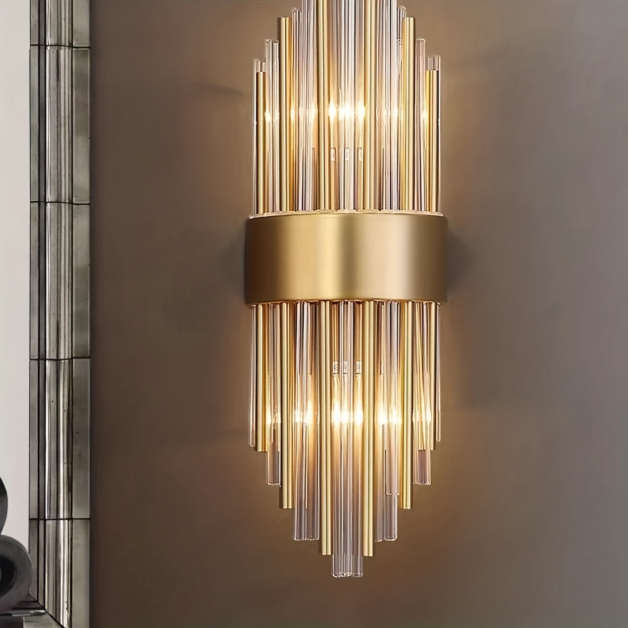 Crystal Wall Lamp for Bedroom or Living Room Nordic Style Flush Mount No Wires