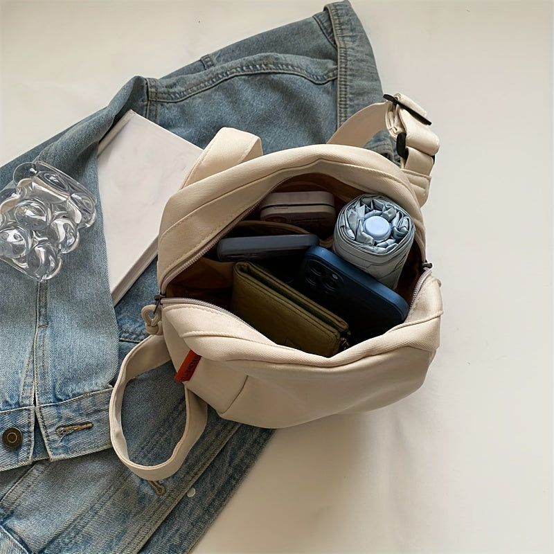 Women's Nylon Crossbody Bag Casual Solid Color with Front Zipper Pocket for Work and Daily Use