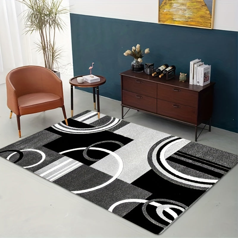 Minimalist Graphic Print Area Rug Washable Throw Carpet for Living Room or Bedroom