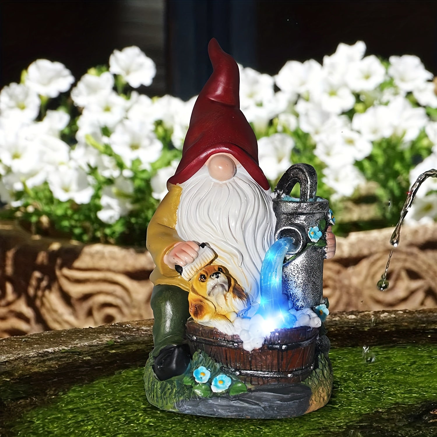 Solar Dwarf Resin Garden Statue Solar-Powered Outdoor Gnome Decoration for Lawn and Patio