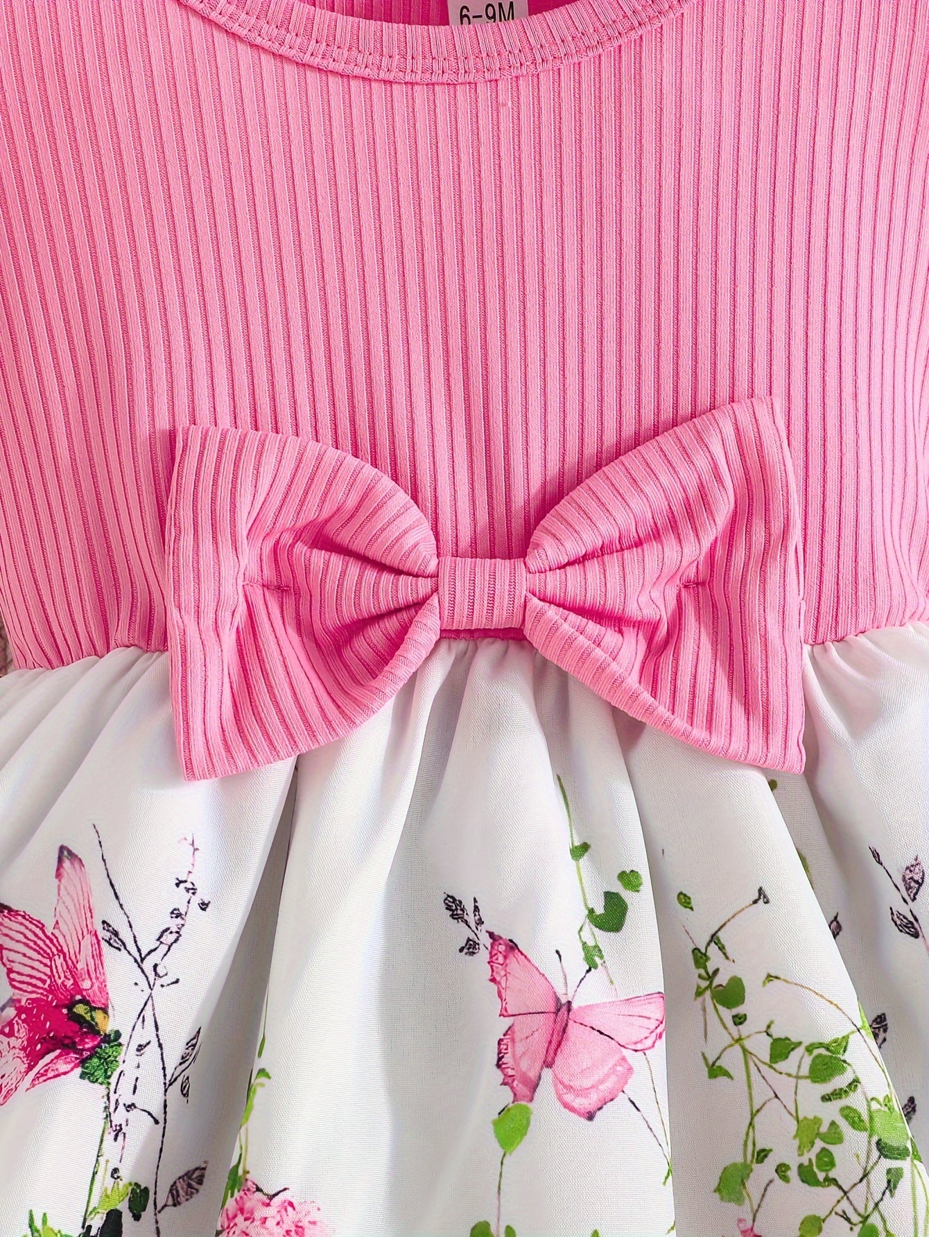 Girls Floral Ruffle Sleeve Dress Polyester Knit Casual Spring Summer Ages 12 and Under