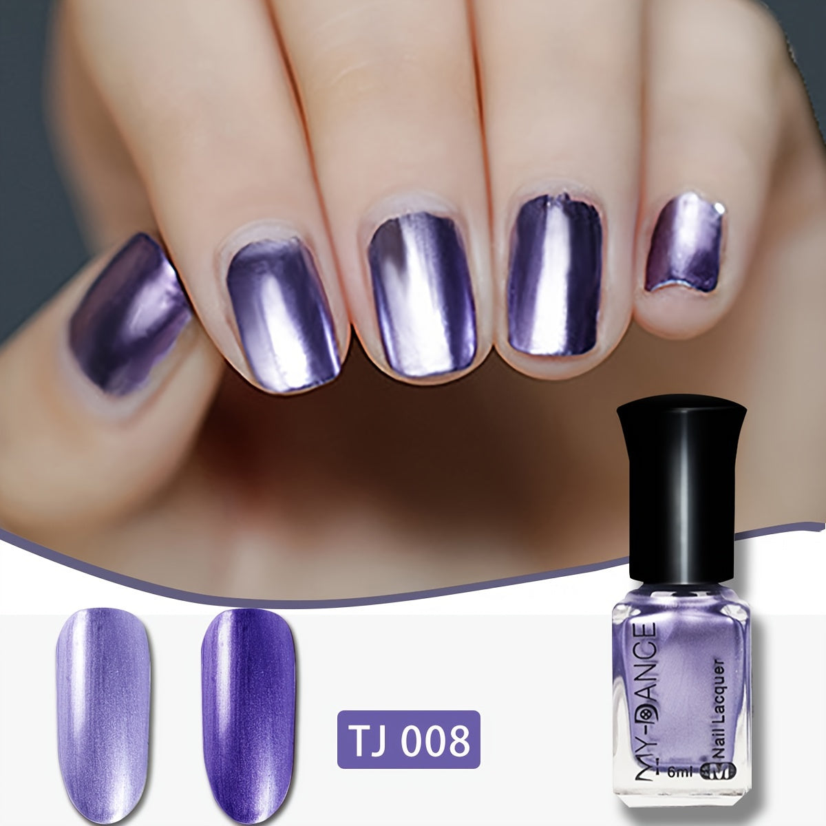 Women Metallic Black Nail Polish Quick-Dry Long-Lasting Glossy