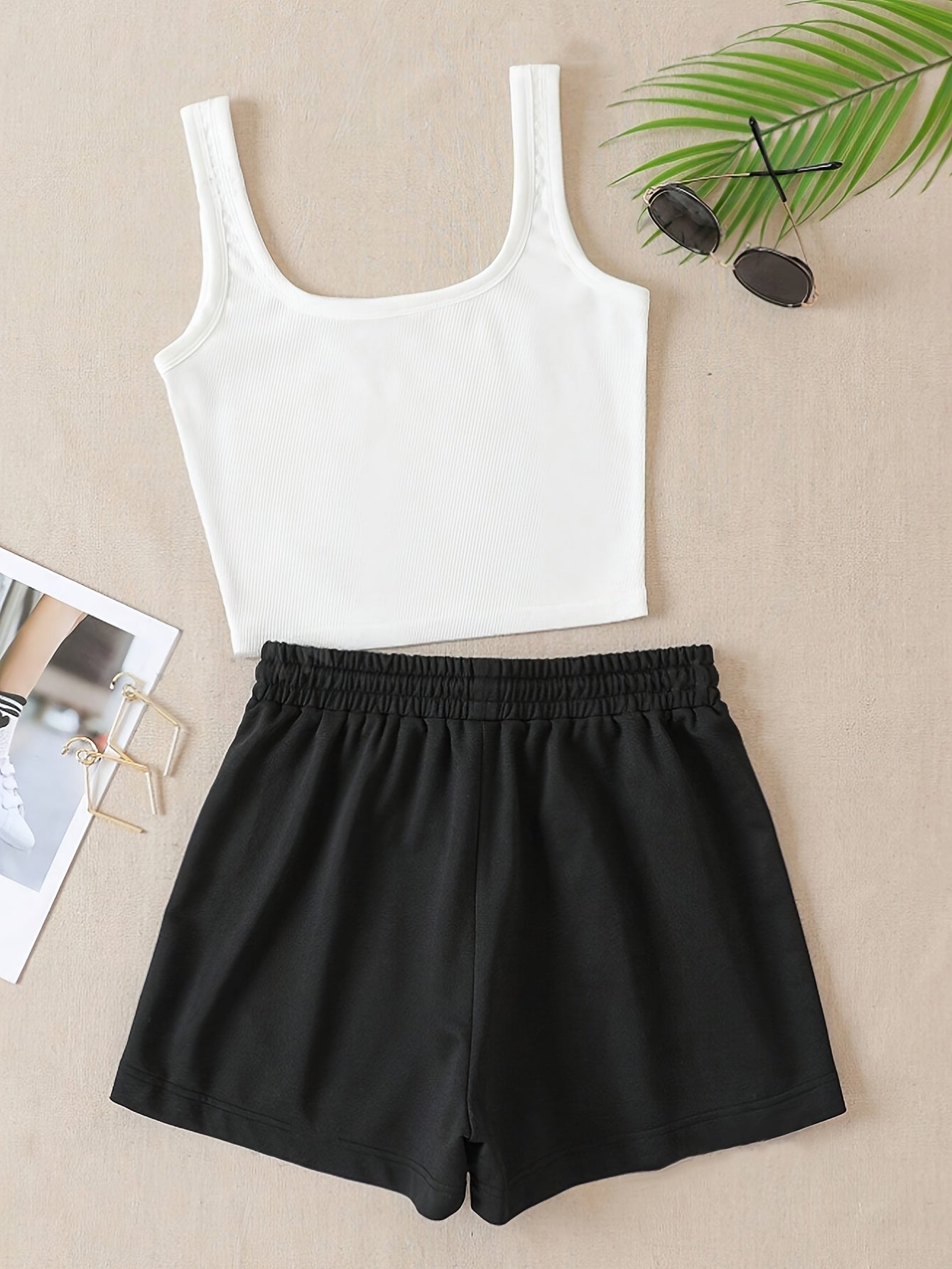 Knit Pants Set for Girls with Alphabet Pattern Polyester Spring Summer