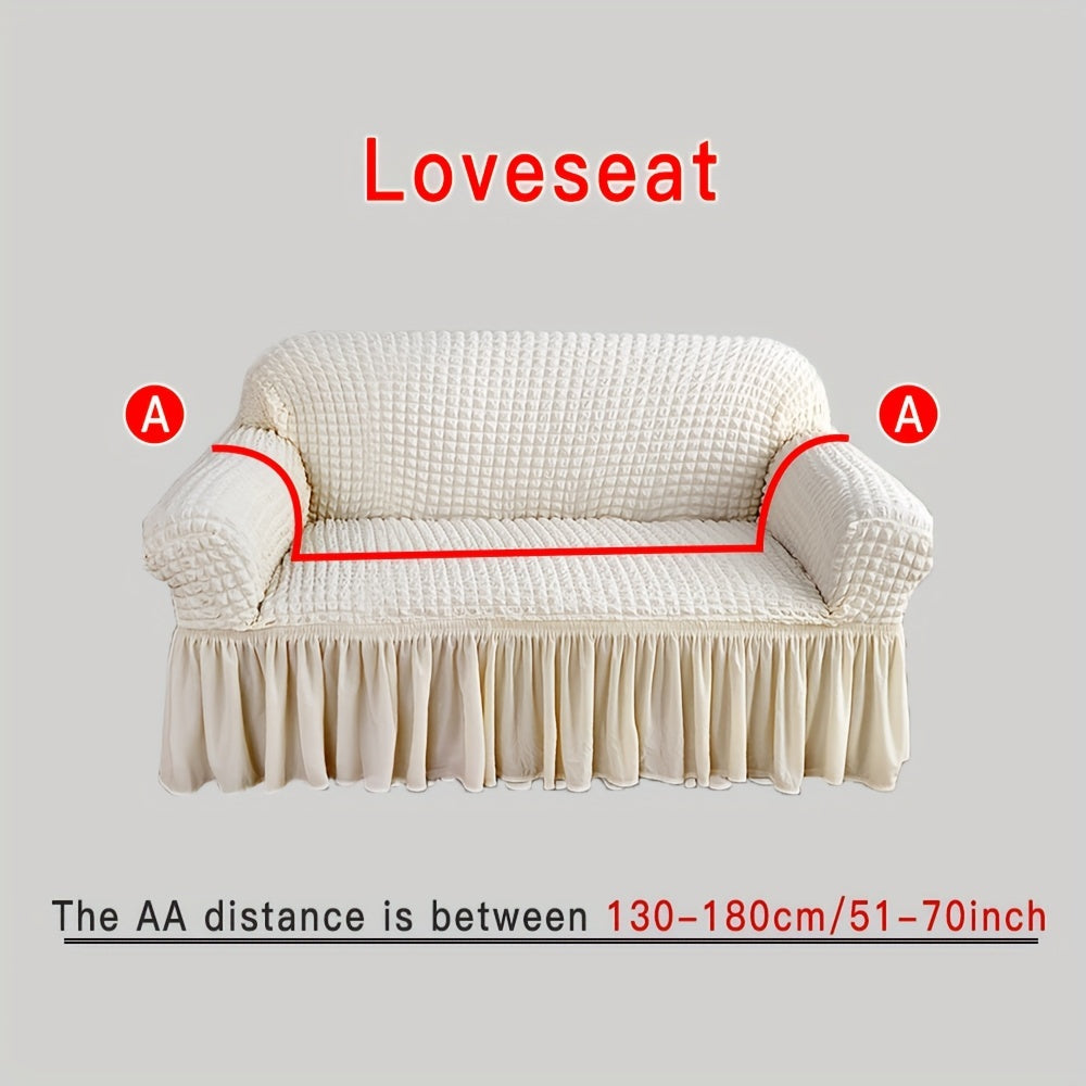 Beige Elastic Sofa Cover Fits All Sizes Machine Washable Living Room
