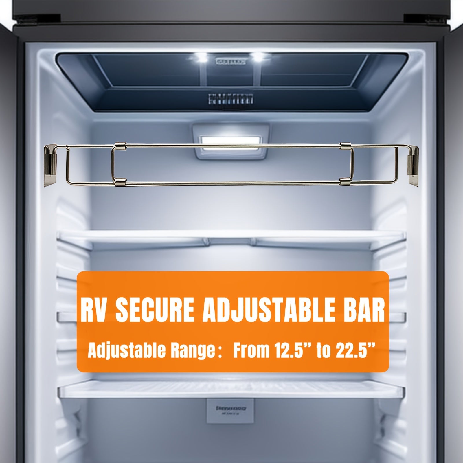 Stainless Steel RV Refrigerator Secure Bar Adjustable Fridge Barrier 31.75-57cm