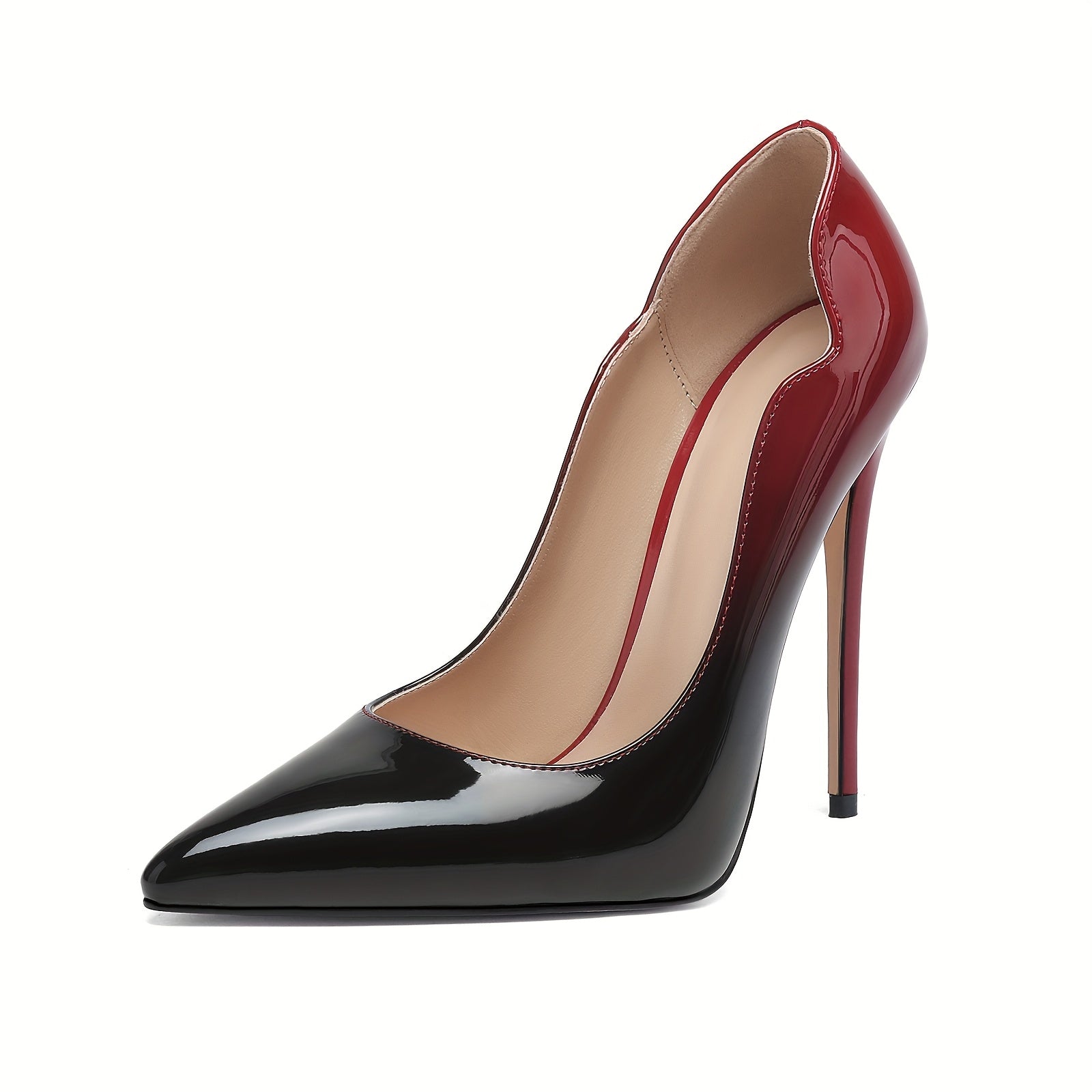 Women's Pointed Toe Stiletto Heels Black Red Faux Leather Pumps for Weddings Parties