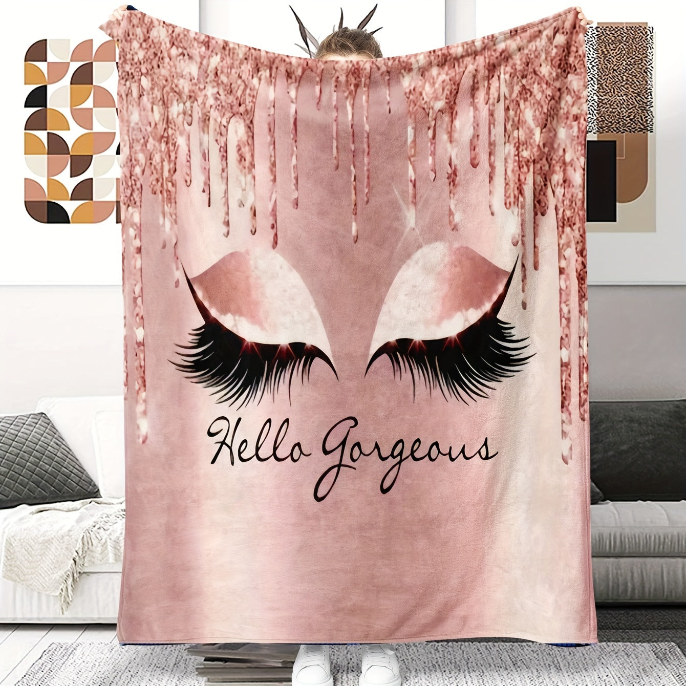 Pink Flannel Blanket Throw for Women Soft Cozy Gift for Girlfriend or Mother