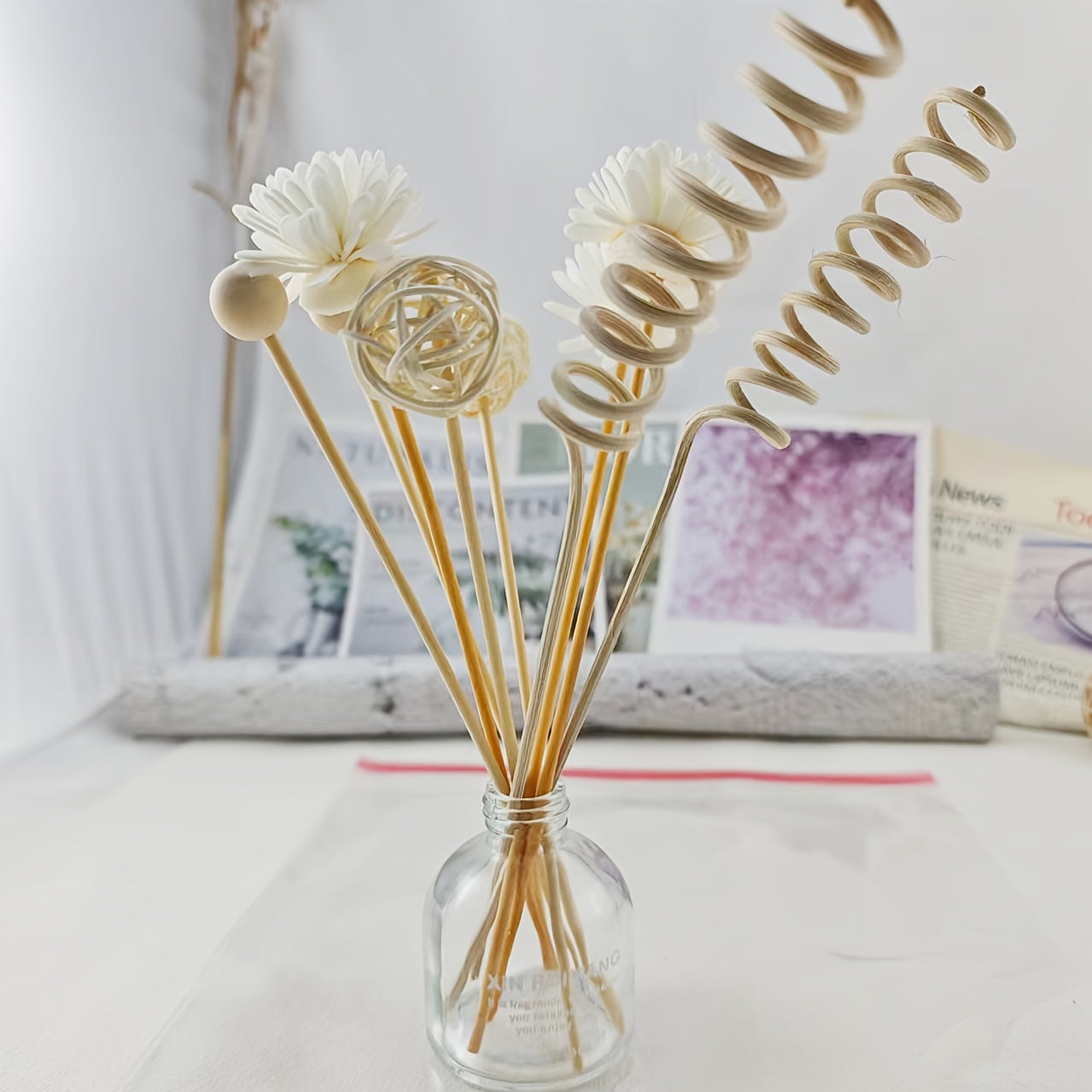 Reed Diffuser Sticks Set for Home and Office Decor Natural Materials Aromatherapy