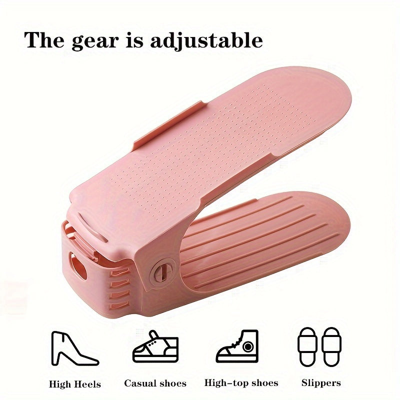 10-Pack Adjustable Plastic Shoe Slots Organizer Double Layer Shoe Rack