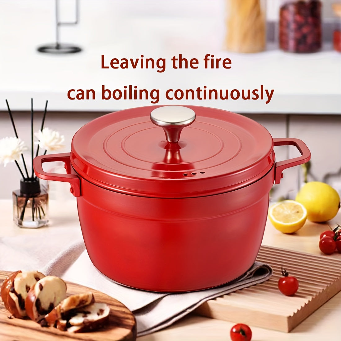 Cast Iron Dutch Oven Stockpot with Lid Non-Stick Heat-Resistant for Induction Cooking