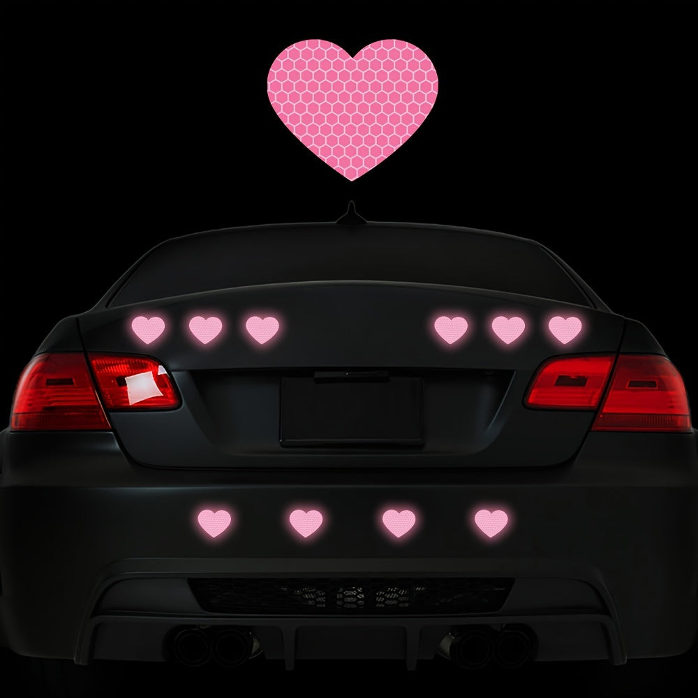 10Pcs Reflective Heart Shaped Vinyl Car Motorcycle Helmet Decals