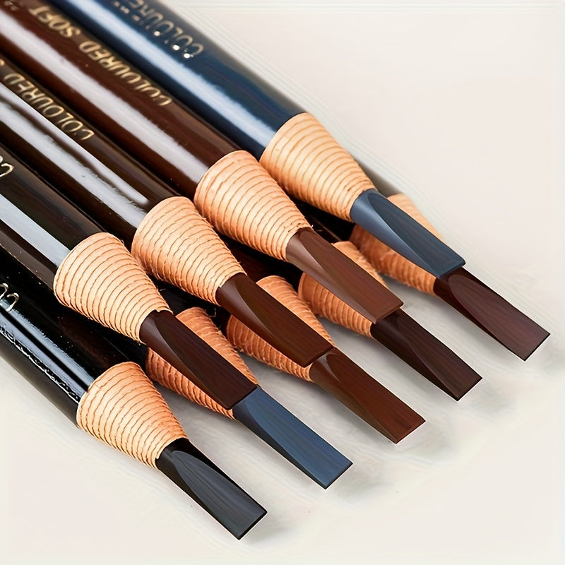 Women Waterproof Eyebrow Pencils Set 6 Vibrant Colors Smudge-Proof