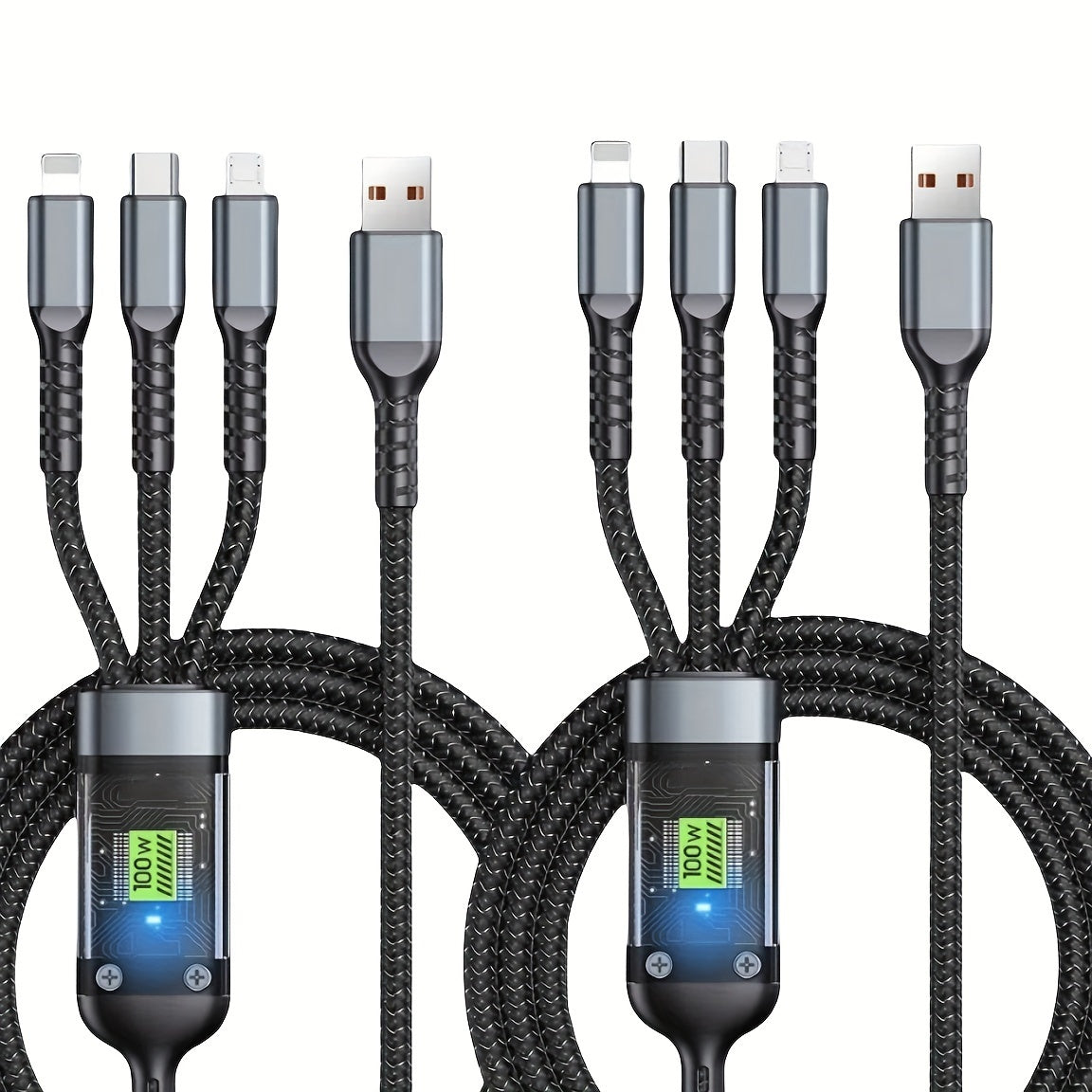 Universal 3-in-1 tez zaryadlash kabeli 1.2m Micro USB-C uchun smartfon