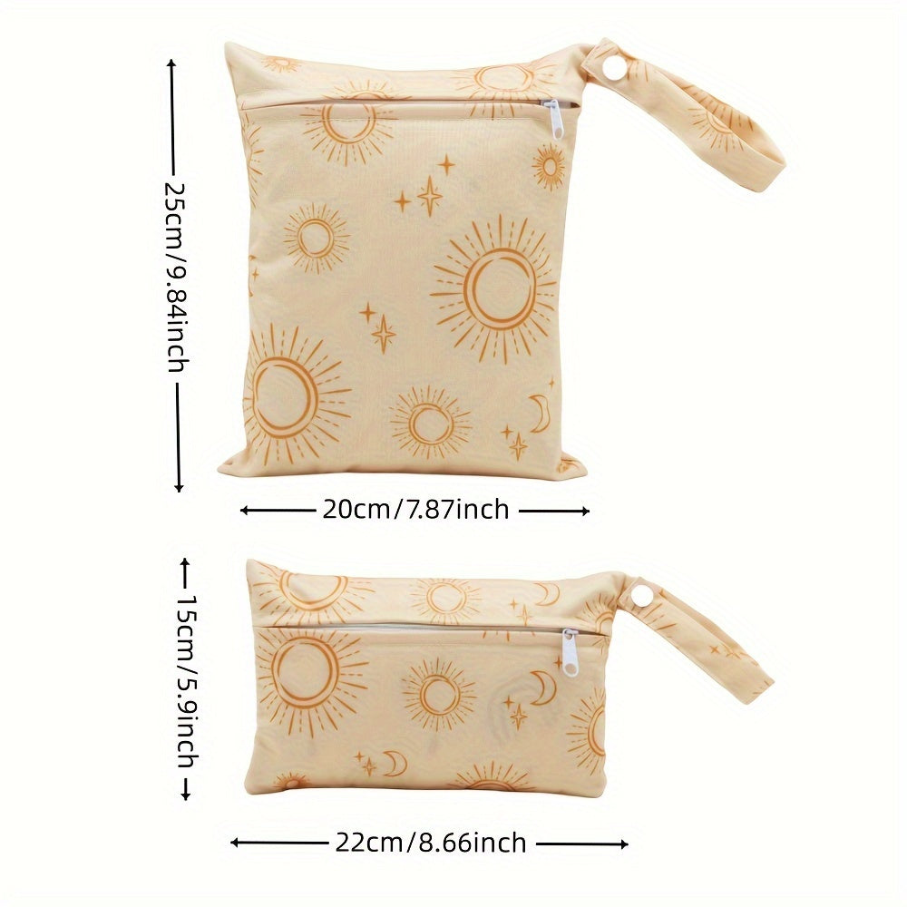 Set of 2 Boho Sun Print Waterproof Diaper Bags for Travel and Essentials