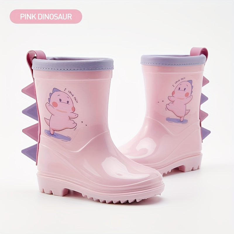 Детские водонепроницаемые дождевые сапоги с динозаврами для мальчиков и девочек в возрасте от 1 до 8 лет, нескользящие короткие сапоги