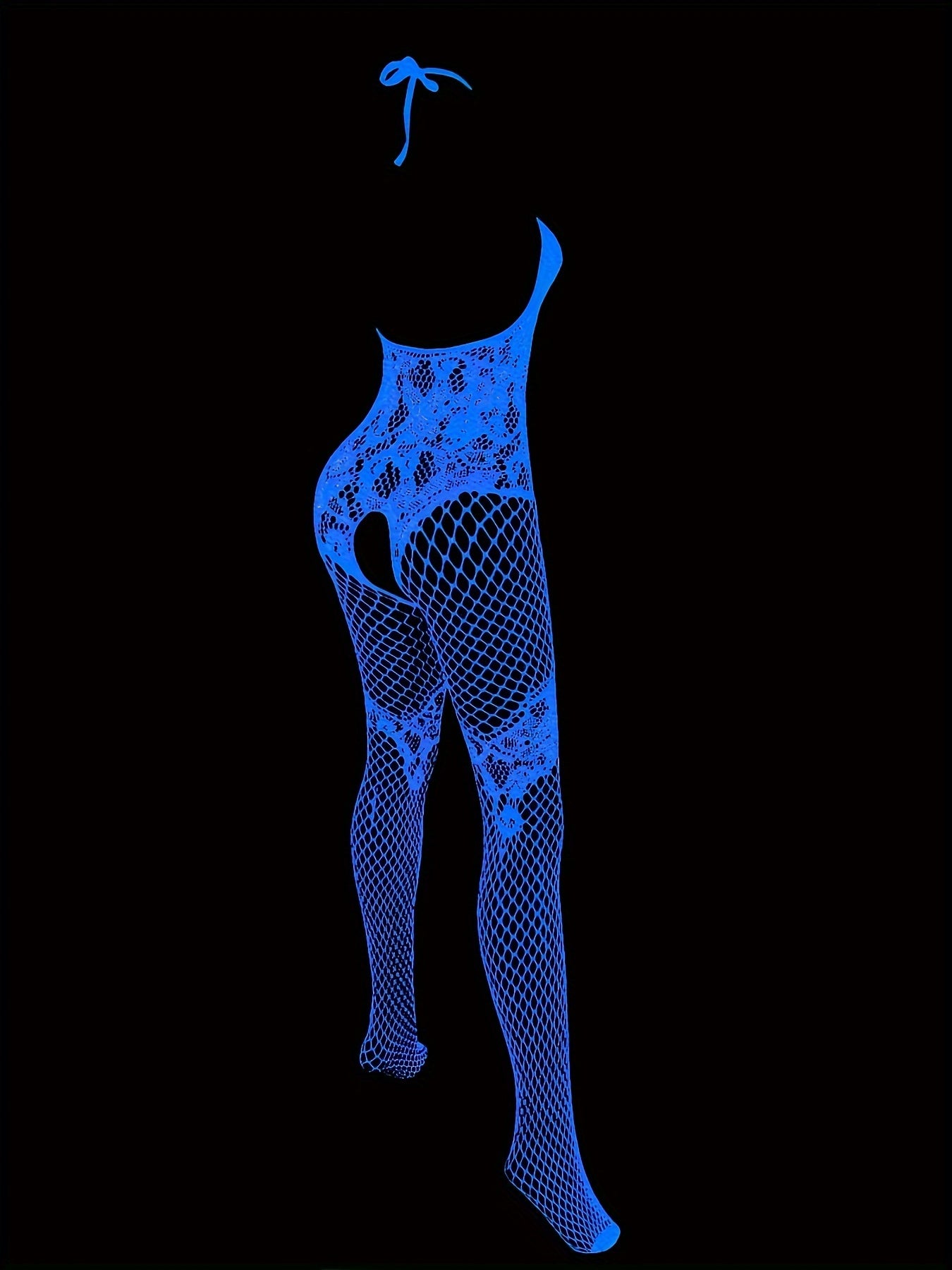 Ayollar uchun neon qorong'uda porlaydigan tarmoq bodystocking, Y2K klub kiyimlari uchun mukammal.