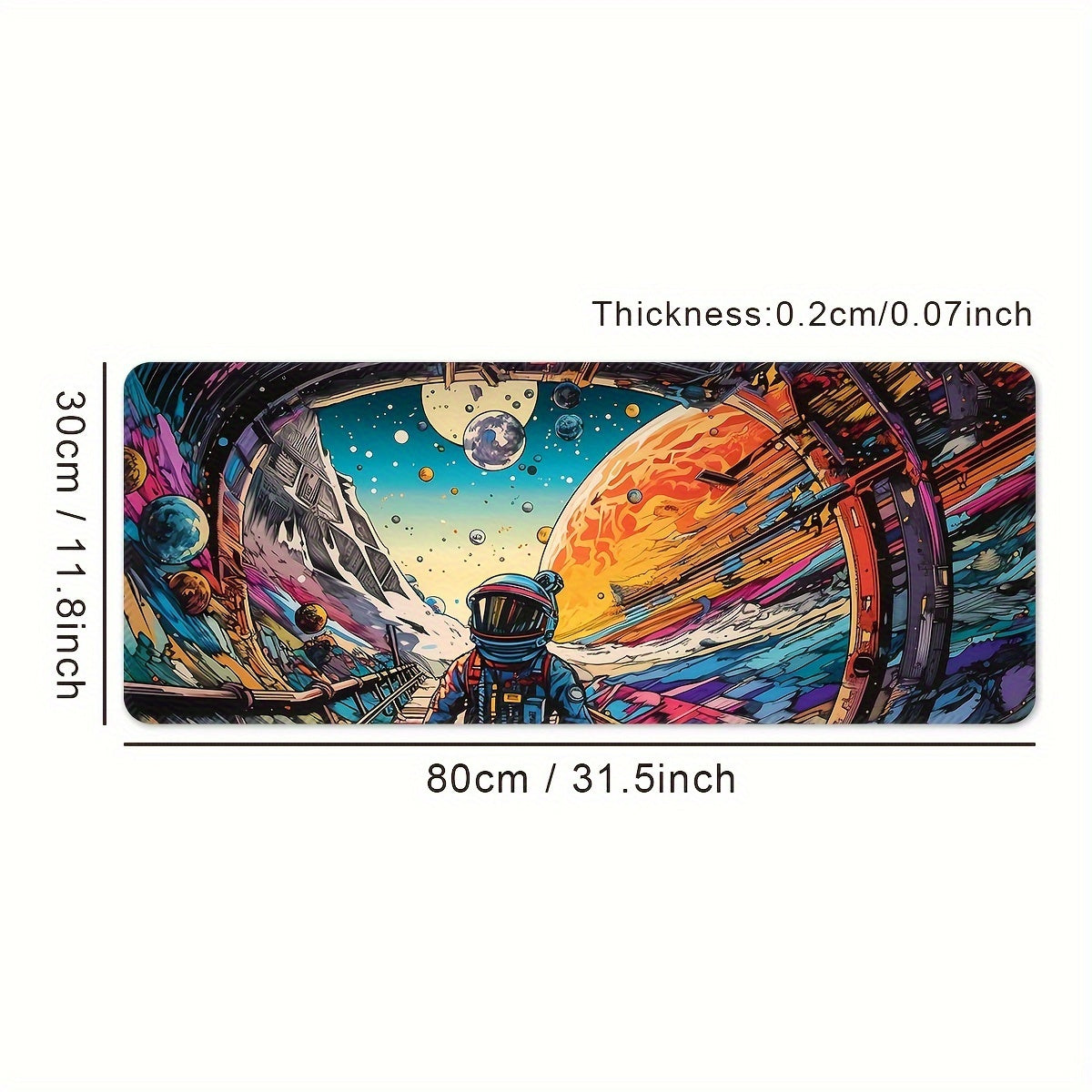 Alfombrilla de ratón de goma grande para juegos con tema espacial, antideslizante, lavable y de gran tamaño
