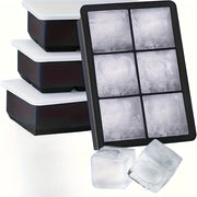 Katta silikon muz kubi shakli, 6 bo'lakli, olib tashlanadigan qopqoq, qayta ishlatiladigan oshxona