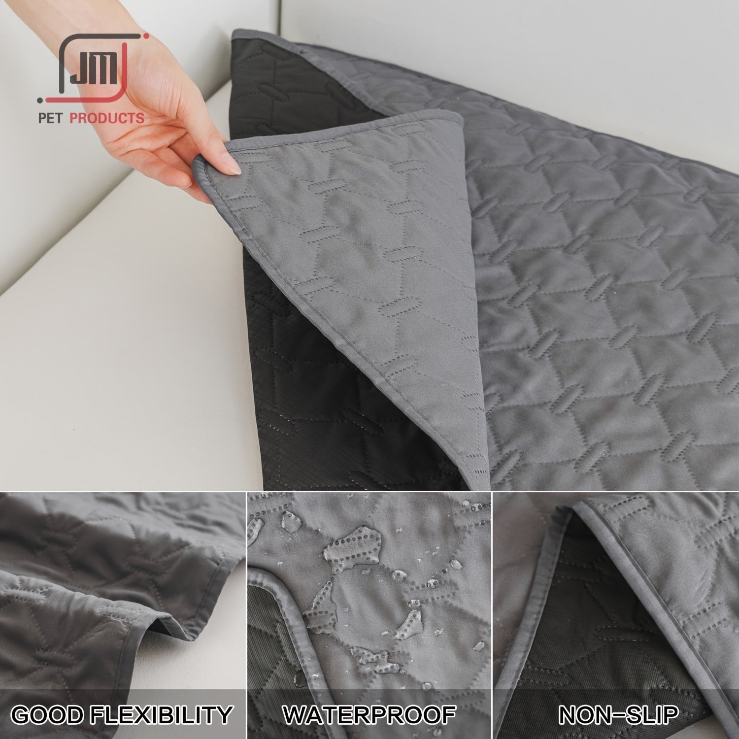 Alfombra impermeable para mascotas en gris oscuro para perros y gatos con propiedades anti-ensuciamiento 75x180cm